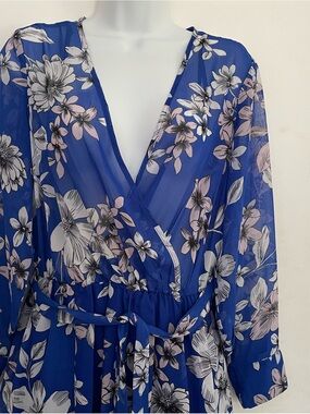 Enfocus Studio Royal Blue Floral Sheer Wrap